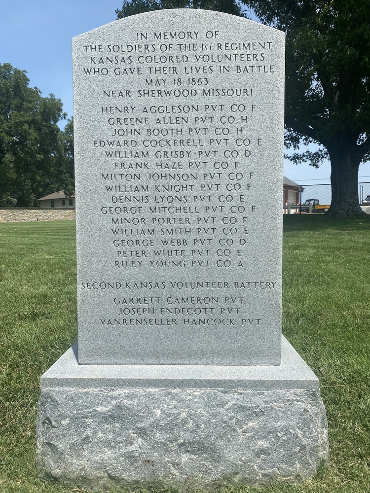 Monument in memory of the soldiers of the 1st Regiment Kansas Colored Volunteers who gave their lives in battle