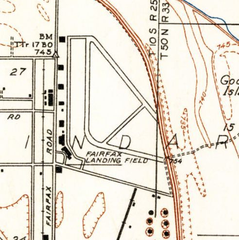 Kansas City Kansas Fairfax Airport Topo Map 1935