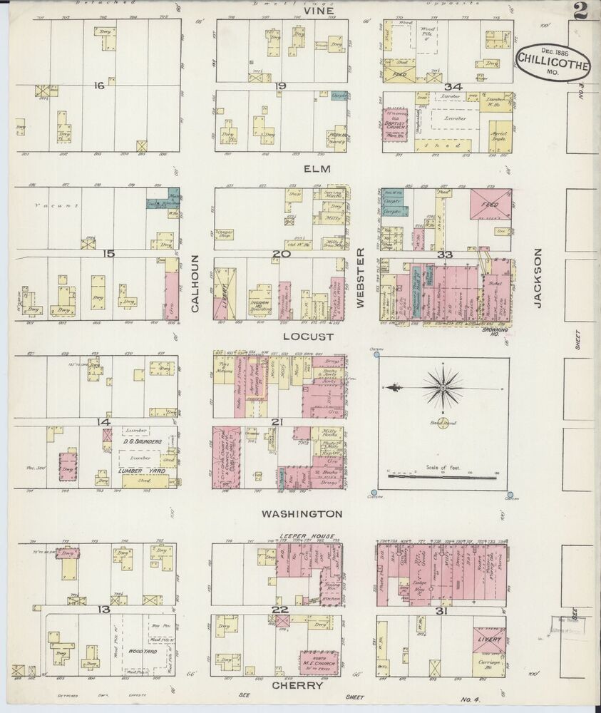 Sanborn Fire Insurance Map from Chillicothe, Missouri, 1885. P. 2.