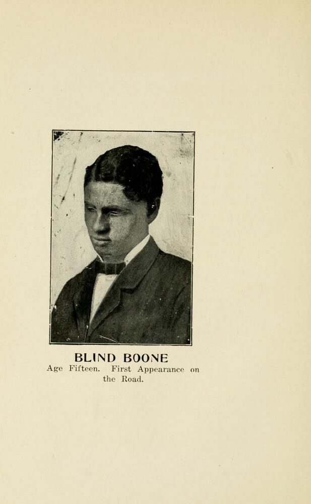 Blind Boone, age 15, when he began touring with the Blind Boone Concert Company in 1880.