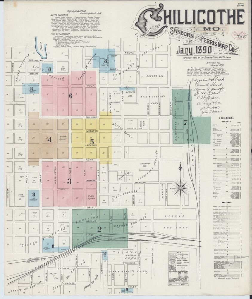 Sanborn Fire Insurance Map from Chillicothe, Missouri, 1890. P. 1