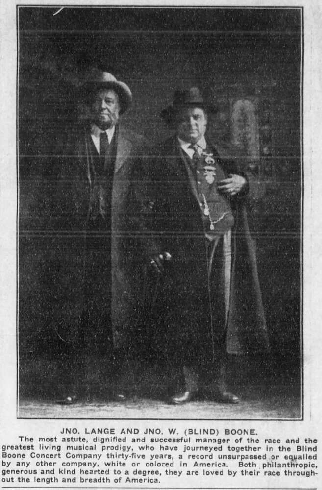 John Lange Jr., on the left, and Blind Boone.
