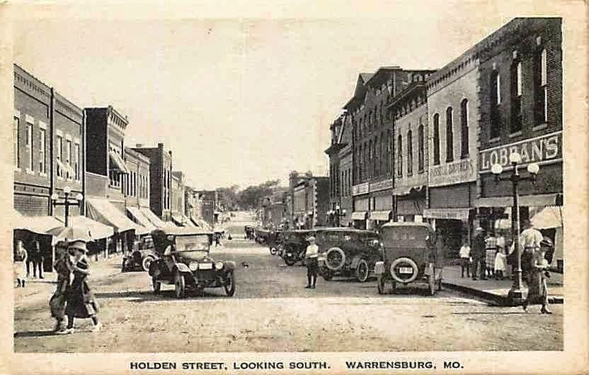 Holden Street Looking South Empire Hall fourth building from the right 206 N. Holden Warrensburg, Missouri circa 1920