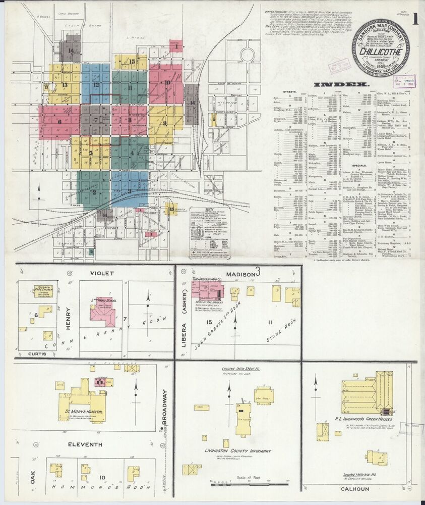 Sanborn Fire Insurance Map from Chillicothe, Missouri, 1909. P. 1