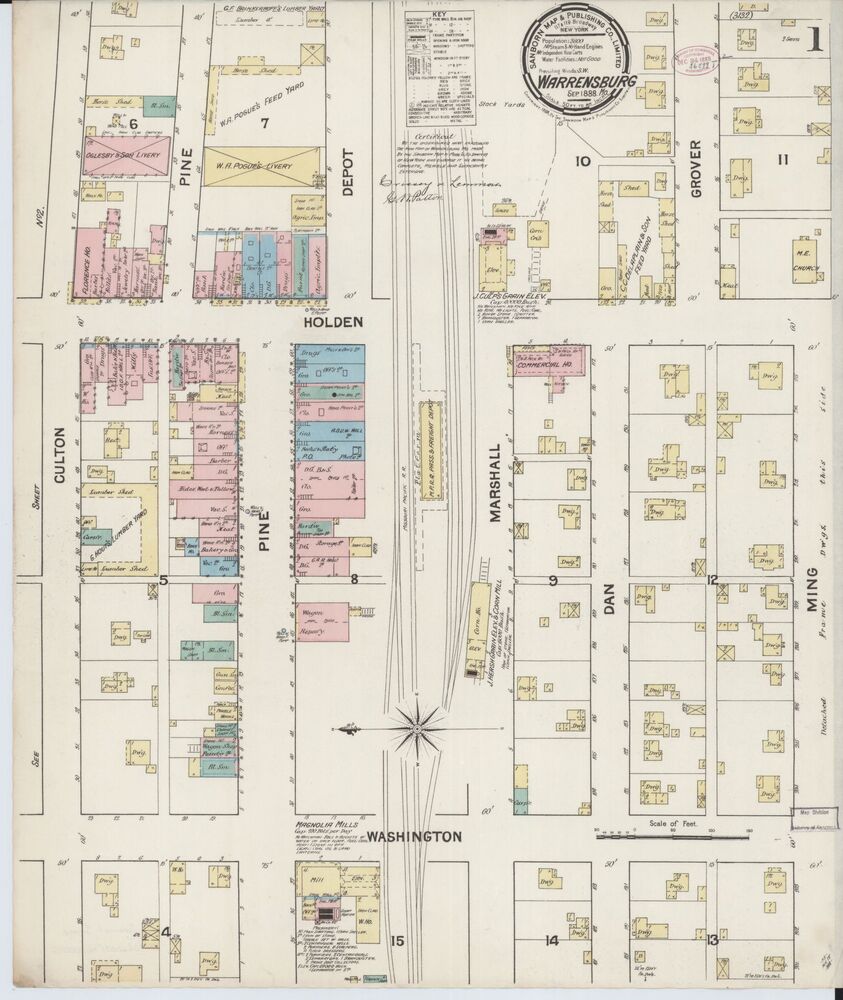Warrensburg Missouri September 1888 Sanborn Map p. 1