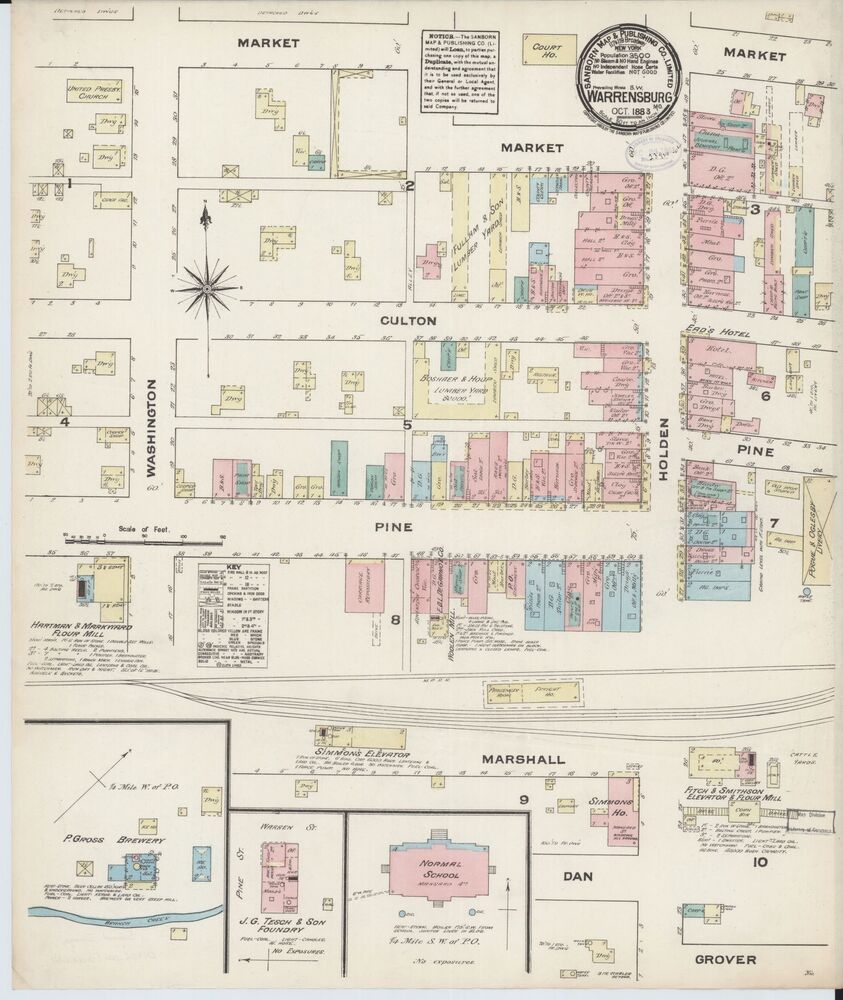 Warrensburg Missouri October 1883 Sanborn Map p. 1