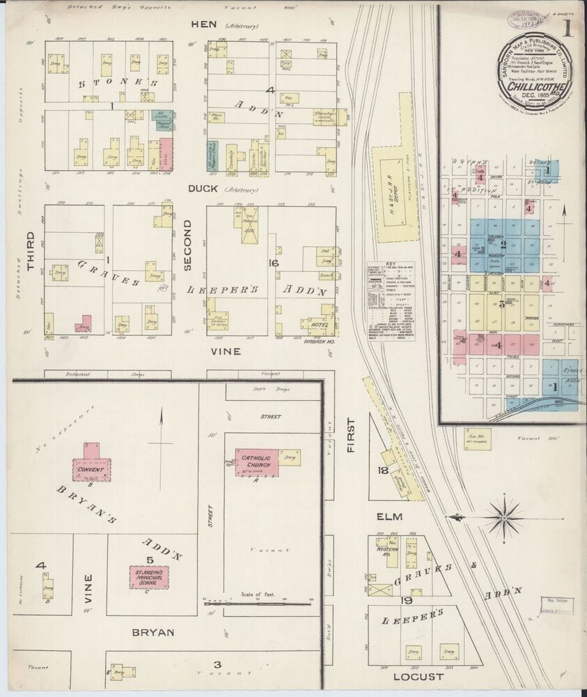 Sanborn Fire Insurance Map from Chillicothe, Missouri, 1885. P. 1