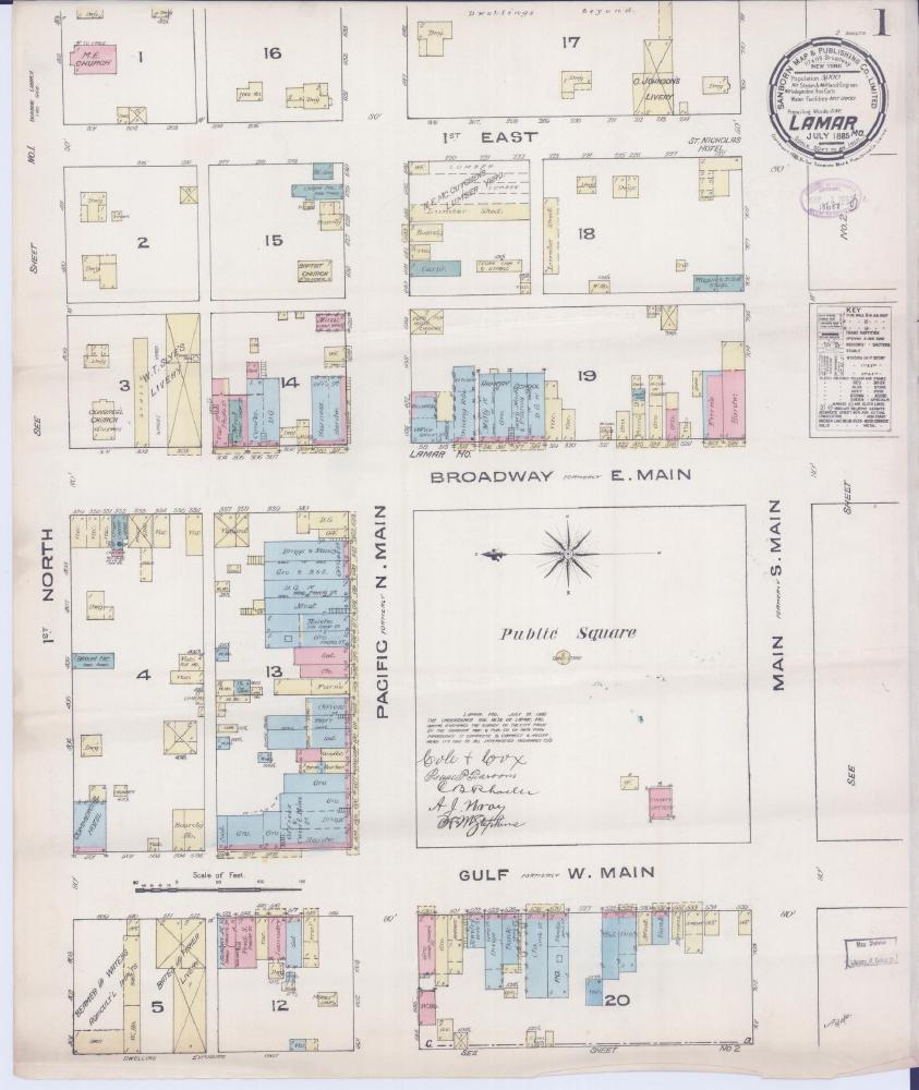 Lamar Missouri April 1885 Sanborn Fire Insurance Map p. 1