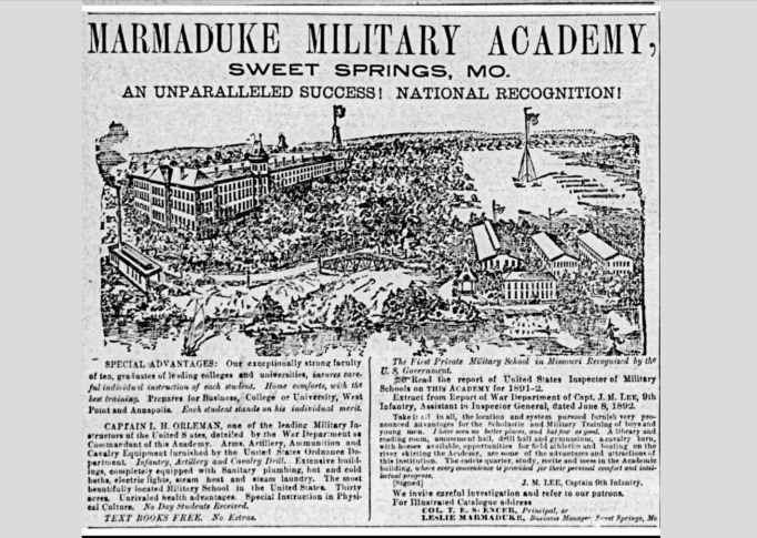 The Marmaduke Military Academy, Sweet Springs, MO. 1892