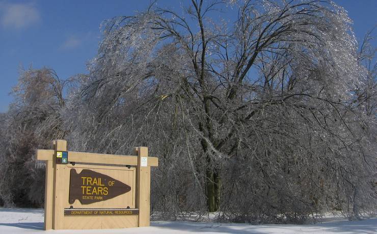 The entrance to Trail of Tears State Park