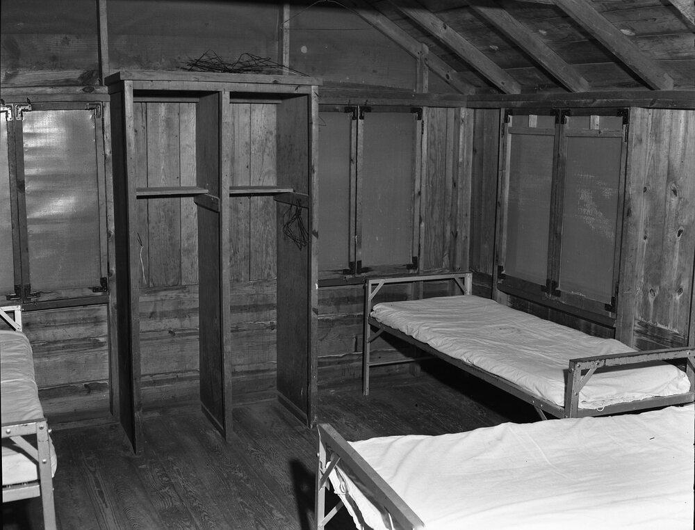 Knob Noster State Park interior view of a camp cabin.