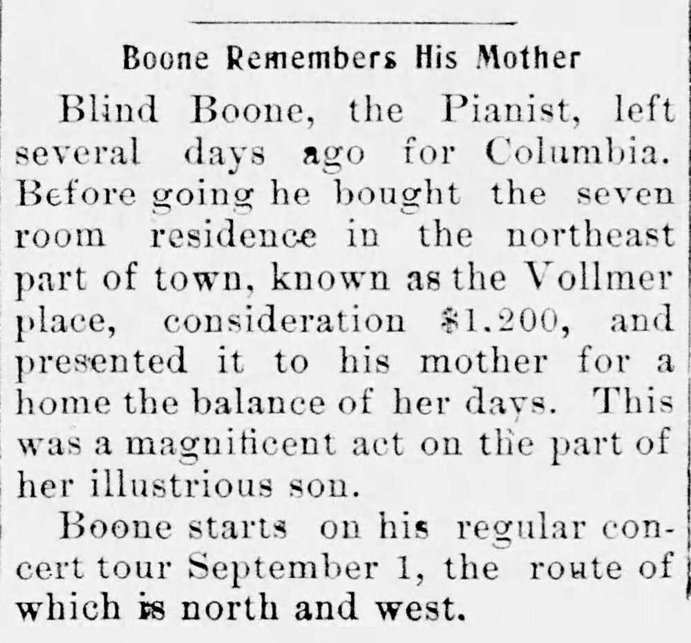 Boone Remembers His Mother Warrensburg Journal Democrat August 18, 1899