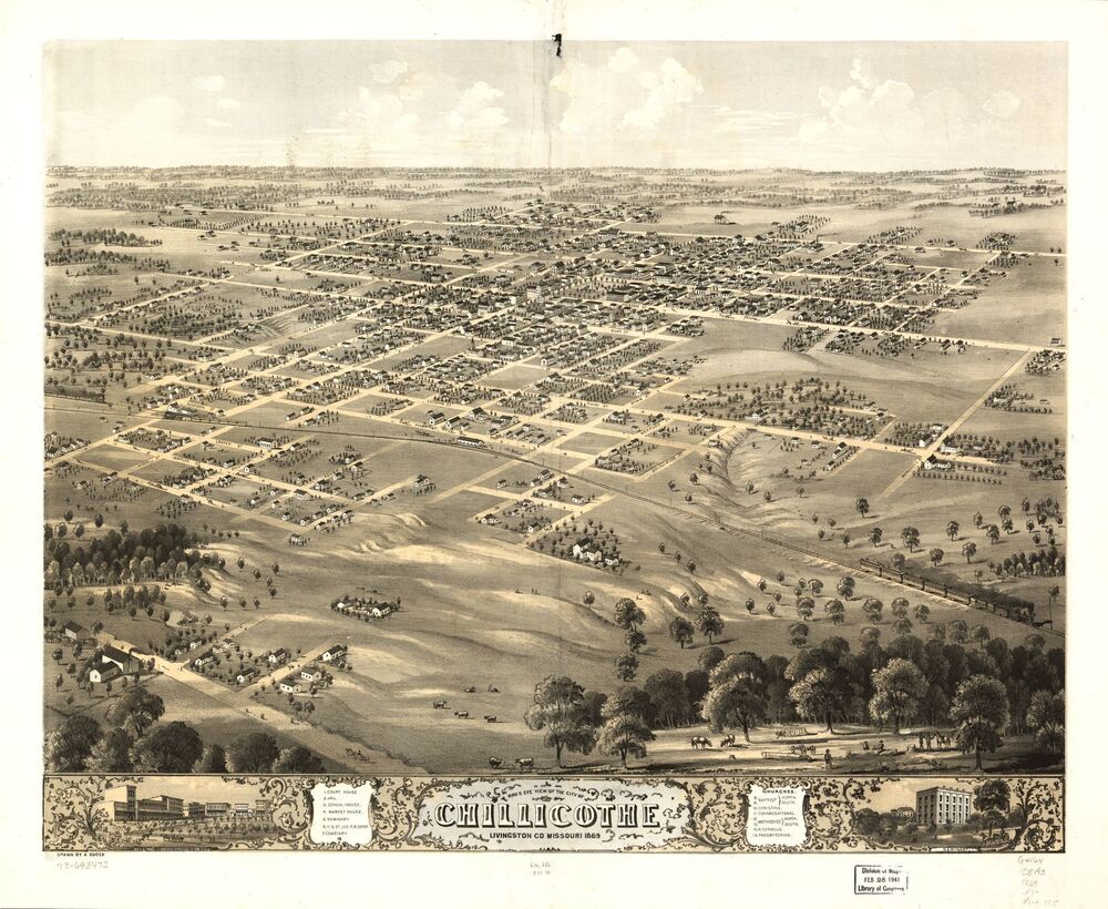 Bird's Eye View of Chillicothe Missouri, 1869