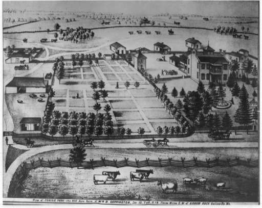 1876 Aerial View of the William B. Sappington Estate