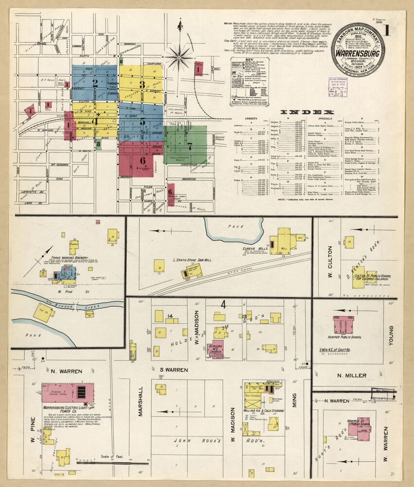 Warrensburg Missouri October 1907 Sanborn Map p. 1